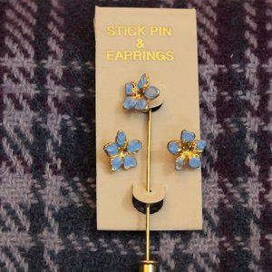 Nos Enamel Flower stickpin and earrings set